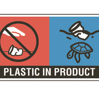 What is the ‘Plastic In Product’ logo on single use products?