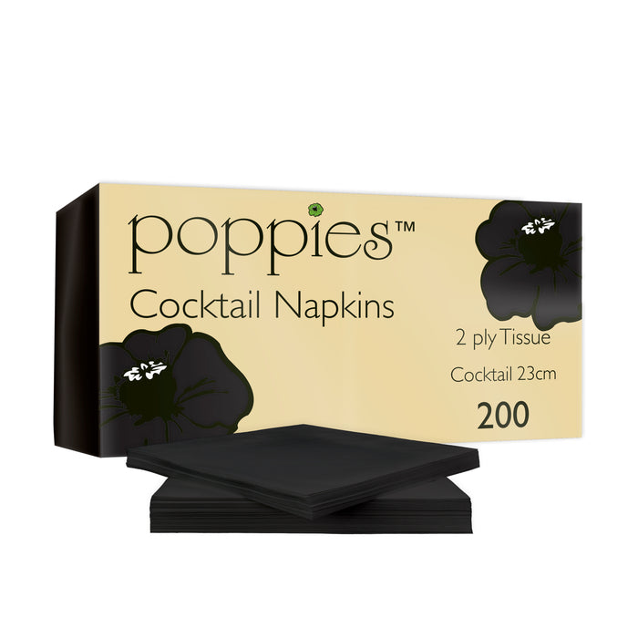 23cm Black Cocktail Napkins