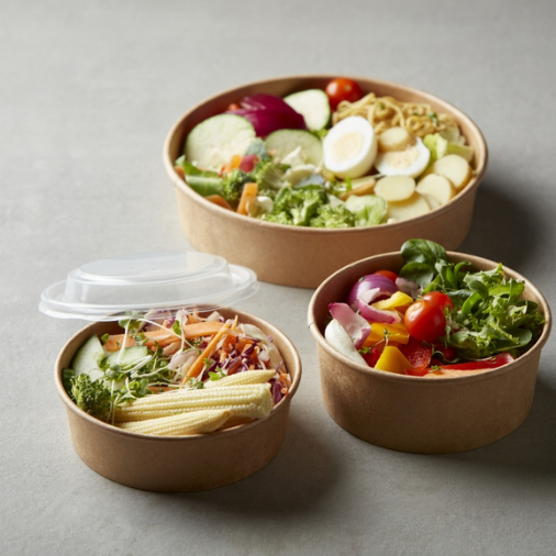 Kraft Salad Bowl PET Lids to fit 500ml & 750ml