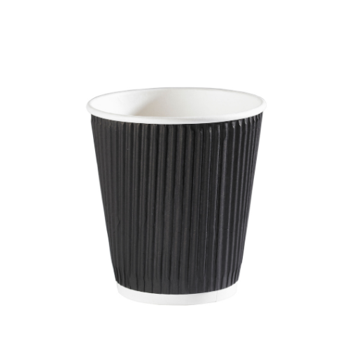 10oz Squat Black Ripple Hot Drink Cups