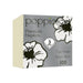 A box of Poppies Premium Napkins, 100 count, 3 ply tissue napkins, 40cm size, featuring a gray and white floral design with a cream-colored side panel.