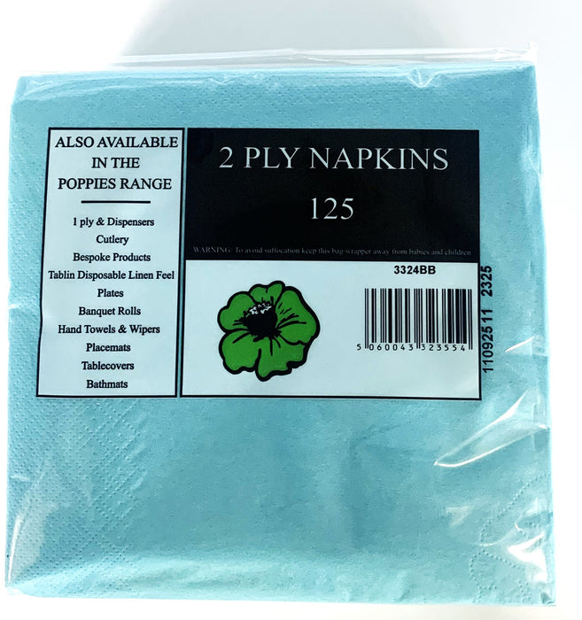 Light Blue Paper Napkins - 33cm 2ply