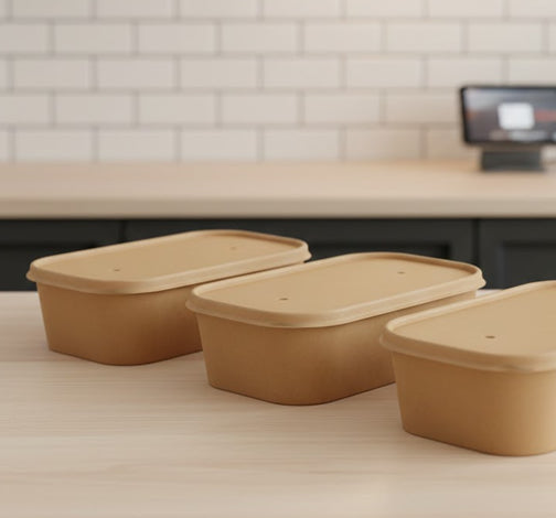 Rectangle Kraft Salad Bowl Lids