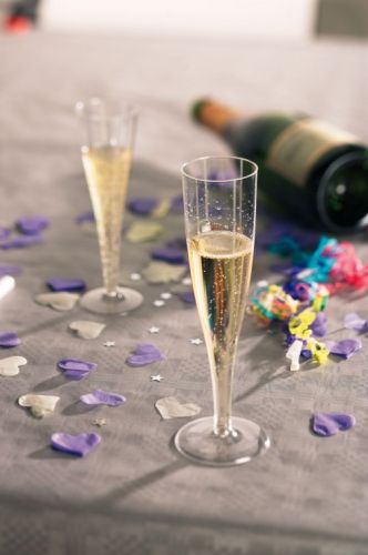 160ml Rigid Clear Plastic Champagne Flutes – 1-Piece CE Marked