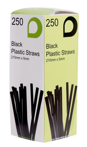 Black Plastic Drinking Straws