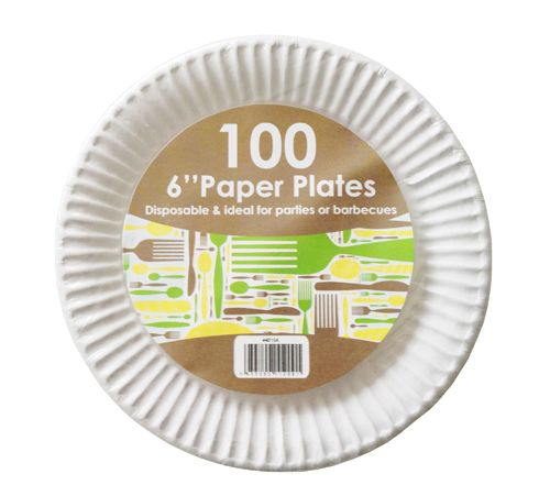 6" Dia White Paper Plates