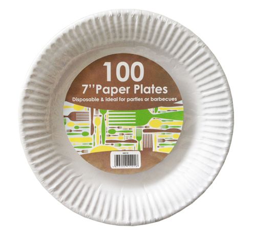 7" Dia White Paper Plates
