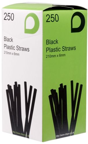 Black Large Plastic Drinking Straws
